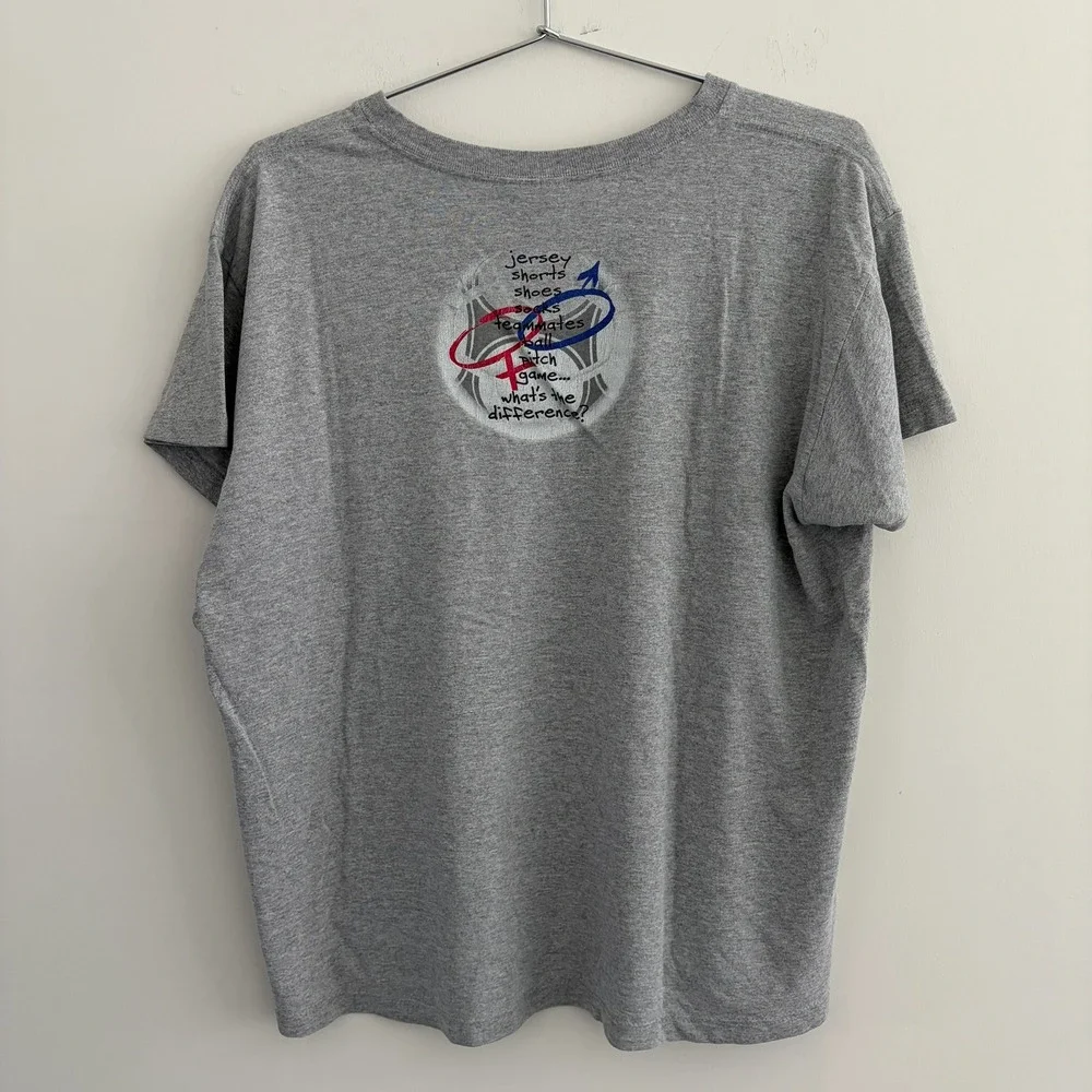 Vintage Adidas Soccer Graphic T Shirt Grey Mens XL Made in USA